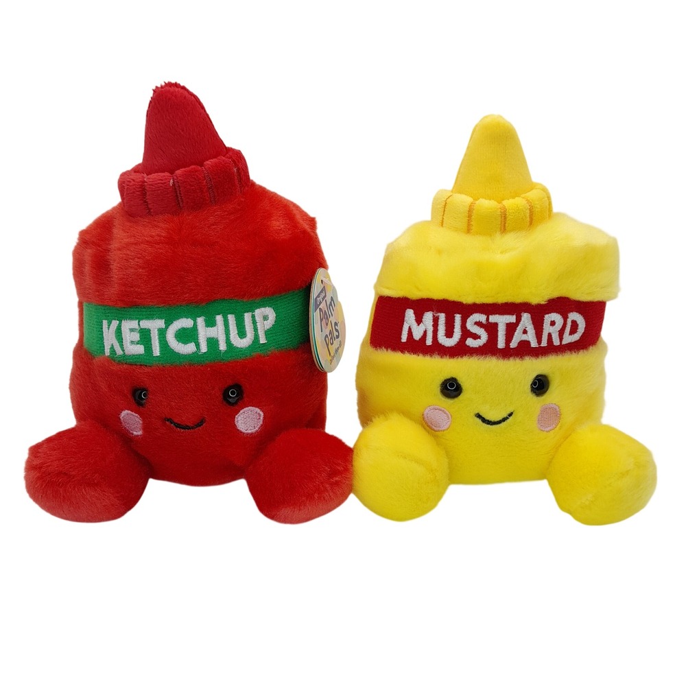 Aurora Palm Pals Ketchup and Mustard Plush Set Cravings Collection Red Yellow